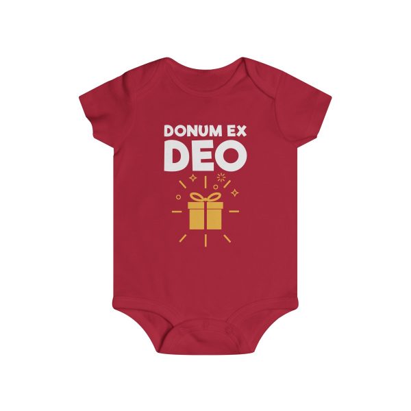 Donum ex Deo (gift from God) infant onesie - red